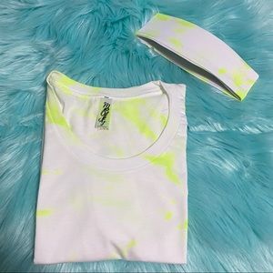 Neon tie-dye T-shirt with matching headband